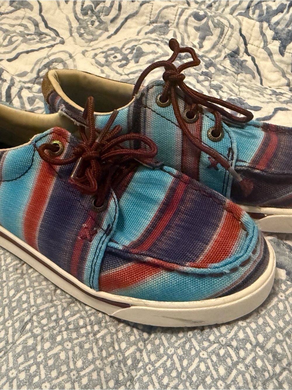 Twisted X Kids Striped Canvas Sneakers - Teal, Red, Blue